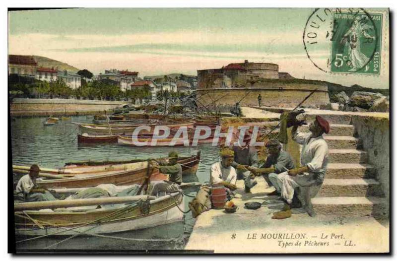Old Postcard Fishing Mourillon Wearing Types of fishermen