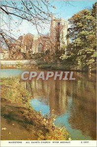 Postcard Modern Maidstone all saints church river medway