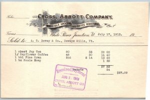 1913  White River Junction  Vermont  Cross, Abbott Co.  Receipt   8 x 5