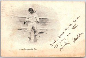 1905 Little Boy At The Beach Fun For The Little Ones Posted Postcard