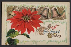 Best Christmas Wishes with Bells and Flower embossed pm1913 ~ DB