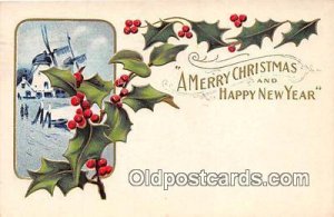 Merry Christmas Happy New Year Windmill 1909 