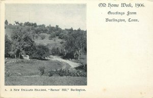 UDB Postcard, Burlington CT Barnes' Hill, Old Home Week 1906 Hartford County