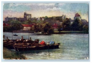 1905 Boats in Shore, Windsor Castle From The River Oilette Tuck Art Postcard