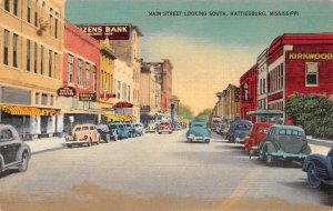Hattiesburg Mississippi Main Street, Looking South Vintage Postcard TT0023