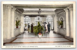 French Lick Springs Hotel~Big Planter in Hot Pluto Buffet Interior~1920s PC