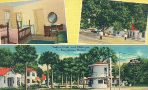 USA Palms Hotel and Cottages St. Augustine Florida Linen Postcard 07.49