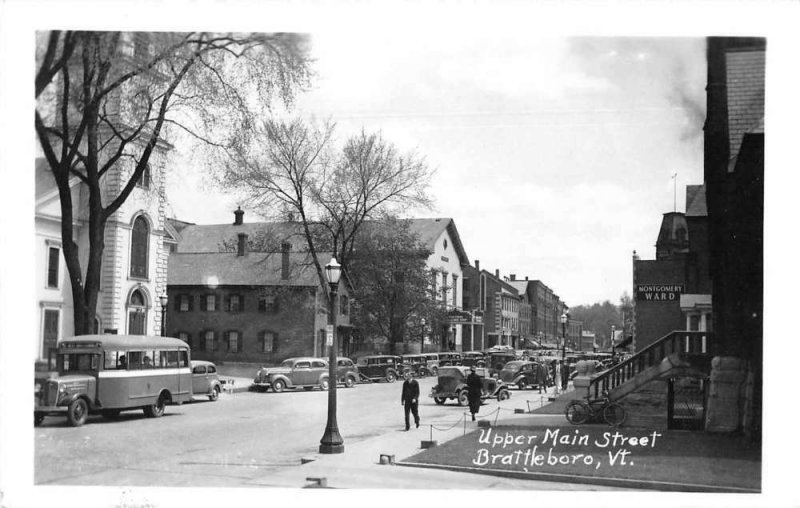 Brattleboro Vermont Upper Main St Real Photo Vintage Postcard JF235236