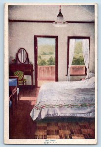 Okutama Kantō Japan Postcard Hotel Tama-Sanso Bedroom View c1920's Unposted