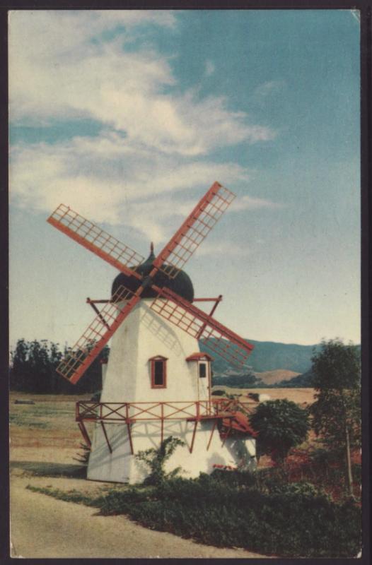 Danish Windmill,Solvang,CA Postcard BIN