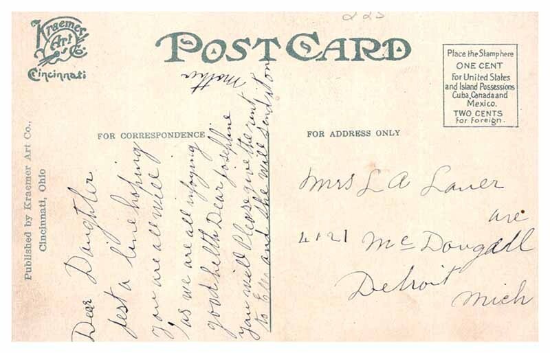 Postcard TOWER SCENE Cincinnati Ohio OH AQ7261