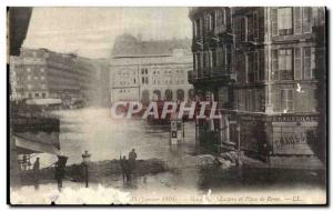 Paris Old Postcard Crue Floods of the Seine January 1910 Gare Saint Lazare an...