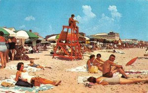 OCEAN CITY, Maryland MD  SUNBATHERS~LIFEGUARD & CHAIR~BEACH PATROL 1962 Postcard