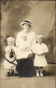 Mother & Children SS Wheeler Binghamton NY Photographer Real Photo Postcard