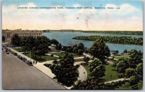 Vtg Memphis Tennessee TN Confederate Park Post Office River 1940s View Postcard