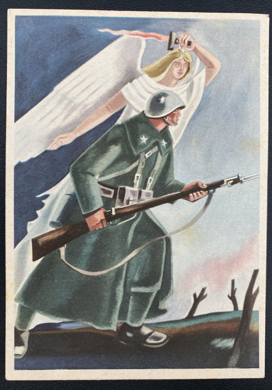 Mint Italy Patriotic Picture POSTCARD Fighting With Our Soldiers WW2