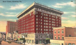 Vintage Postcard 1930's The Hotel Casey Building Scranton Pennsylvania PA