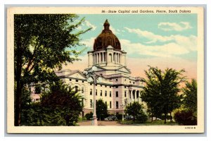 Vintage 1940's Postcard State Capitol Building & Gardens Pierre South Dakota