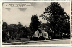 Myers Tourist Home, Bryson City NC Vintage Postcard P40