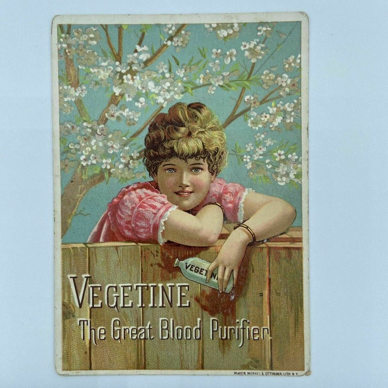 Vegetine Vitalizer Blood Purifier Quack Medicine Girl With Bottle Trade Card