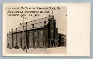 YORK PA OLD FIRST METHODIST CHURCH ANTIQUE REAL PHOTO POSTCARD RPPC