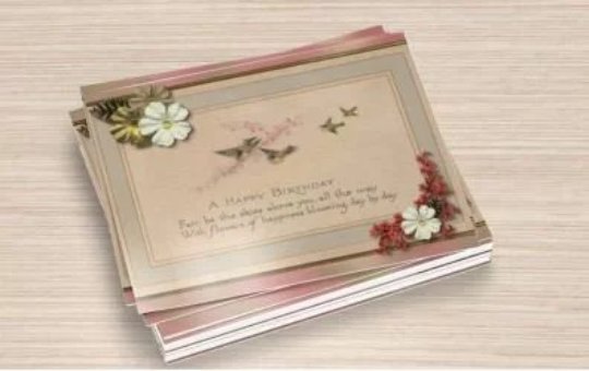 Birthday Postcard Set of 16, Swallows and a Branch of Cherry Blossoms Pastels
