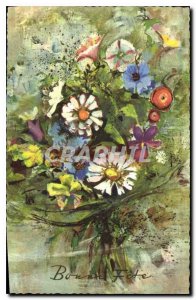 Old Postcard Bonne Fete Flowers