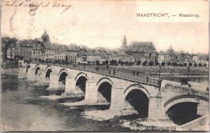 Netherlands Maastricht Maasbrug Vintage Postcard 09.52