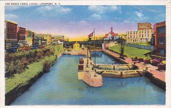 New York Lockport The Barge Canal Locks 1940