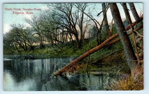 EMPORIA, KS Kansas ~ NEOSHO RIVER SCENE 1908 Lyon County Postcard