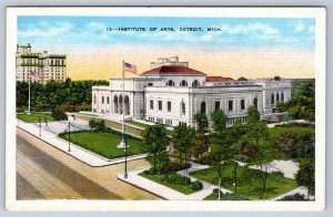 Institute Of Arts, Detroit, Michigan, Vintage 1938 Linen Postcard