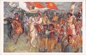 US3328 J. Koci Hej, Slovane Painting Postcard Slovakia Patriotic army folklore