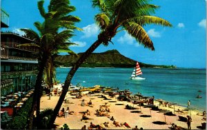 Vtg View of Diamond Head from Waikiki Honolulu Hawaii HI Postcard