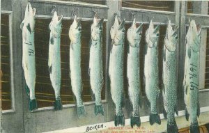 Beaver Dam Wisconsin Lake Becken #242 C1910 Fishing PCK Series Postcard 21-12218