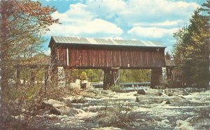 Bennington New Hampshire Covered Bridge Chrome Postcard Unused Serrated Edge