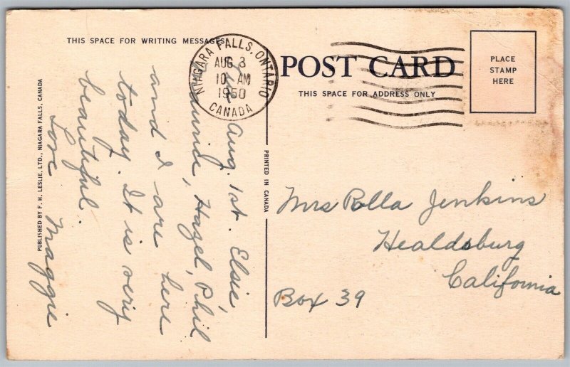 Vtg Niagara Falls Canada Whirlpool Rapids & Bridge 1950s View Old Postcard