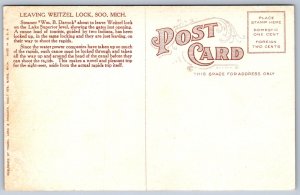 K24/ Soo Michigan Postcard c1910 Leaving Weitzel Lock Davock Ship 184