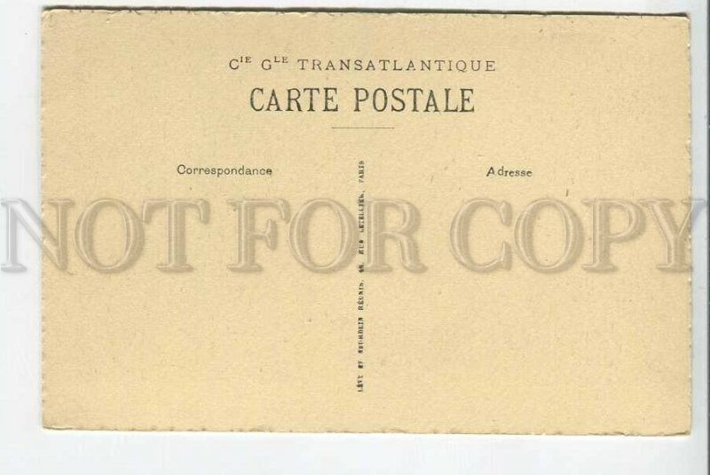 439341 French transatlantic Line liner PARIS first class cabin interior postcard