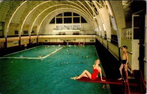 Santa Cruz CA California BEACH PLUNGE~Indoor Pool BATHING BEAUTY c1950s Postcard