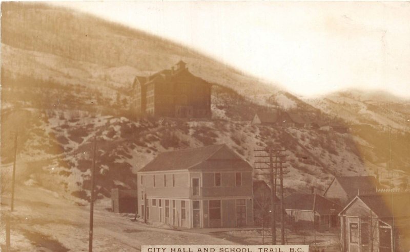 US5806 city hall and school trail bc canada real photo british columbia 