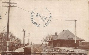 Dunlap Iowa Railroad Depot Exterior Antique Postcard KK1177