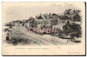 Old Postcard Granville La Rue Du Port Et Les Remparts