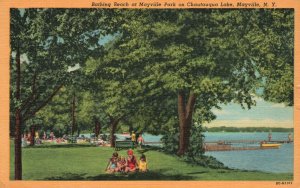 Vintage Postcard 1953 Bathing Beach Mayville Park Chautauqua Lake Mayville NY