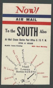 Ca 1927 BOSTON MA FLIGHT ANNOUNCEMENT CARD NOW DEPICTS FLIGHTS TO OTHER SEE INFO