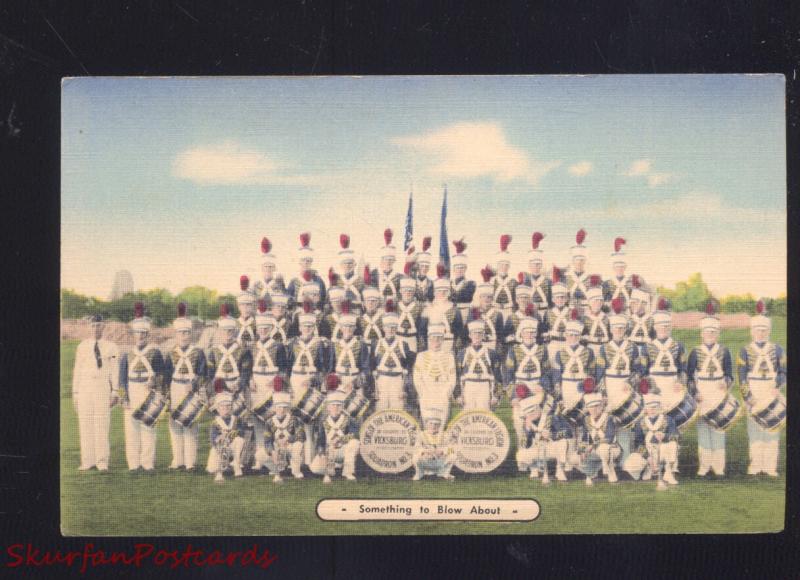 VICKSBURG MISSISSIPPI GAS STATION LINEN ADVERTISING POSTCARD CIVIL WAR BAND