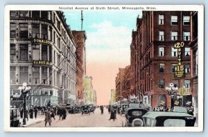 Minneapolis Minnesota Postcard Nicollet Avenue Sixth Street 1924 Vintage Antique