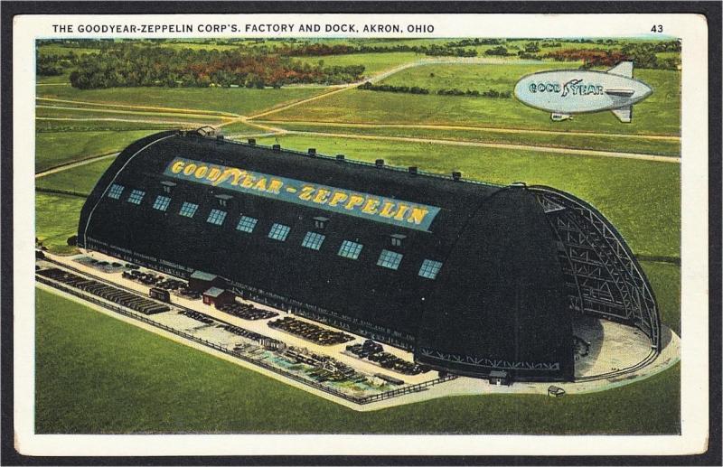 Goodyear Zeppelin Corp Airship Factory and Dock Akron Ohio Postcard 1920s #4