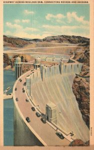 Vintage Postcard 1930's Highway Across Boulder Dam Connecting Nevada & Arizona