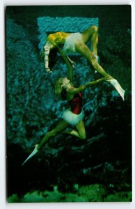 Weeki Wachee Mermaid Florida Postcard 2 Women Underwater Acrobats Chrome Unused