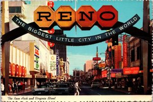 The Reno Arch and Virginia Street NV Postcard PC204